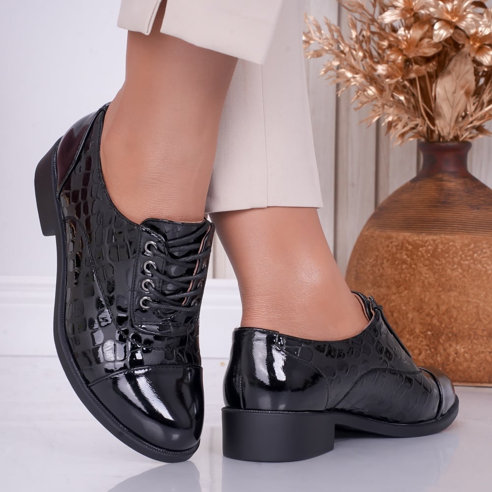 Pantofi dama casual Negri din Piele Ecologica Lacuita Naty - poza 2