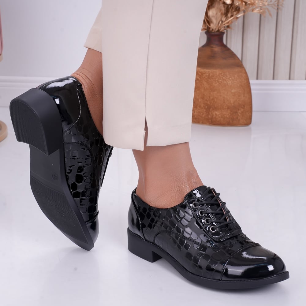 Pantofi dama casual Negri din Piele Ecologica Lacuita Naty - poza 4