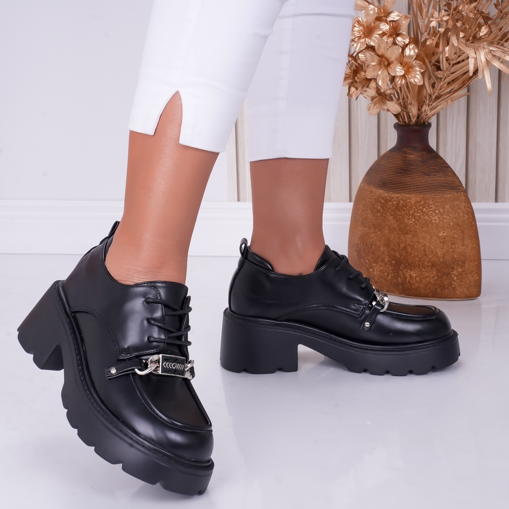 Pantofi dama casual Negri din Piele Ecologica Loris - poza 3