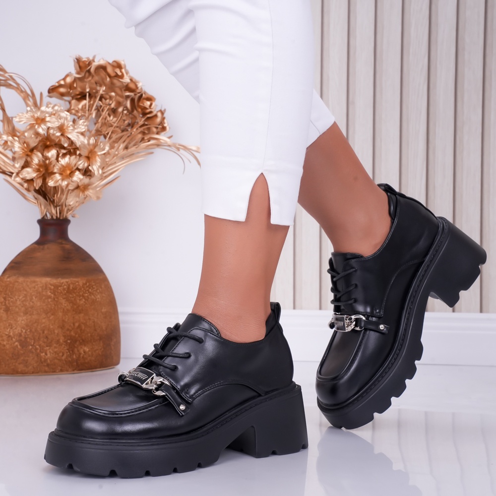 Pantofi dama casual Negri din Piele Ecologica Loris - poza 4