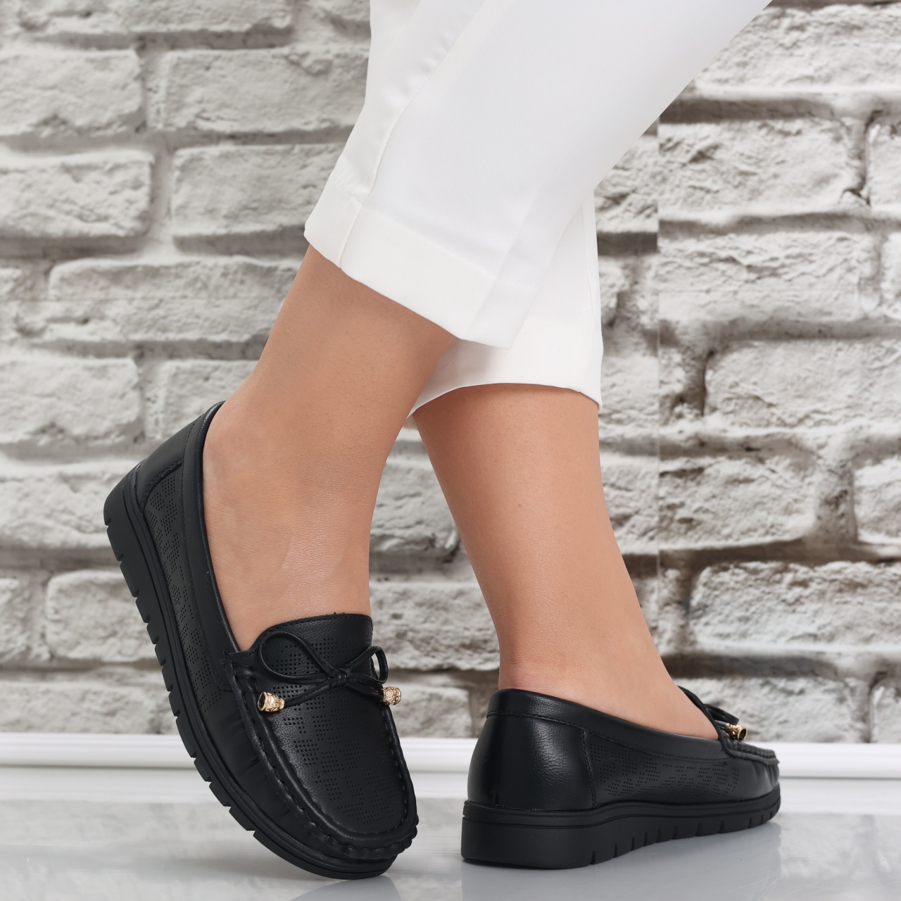 Pantofi dama casual Negri din Piele Ecologica Lujaina - poza 2