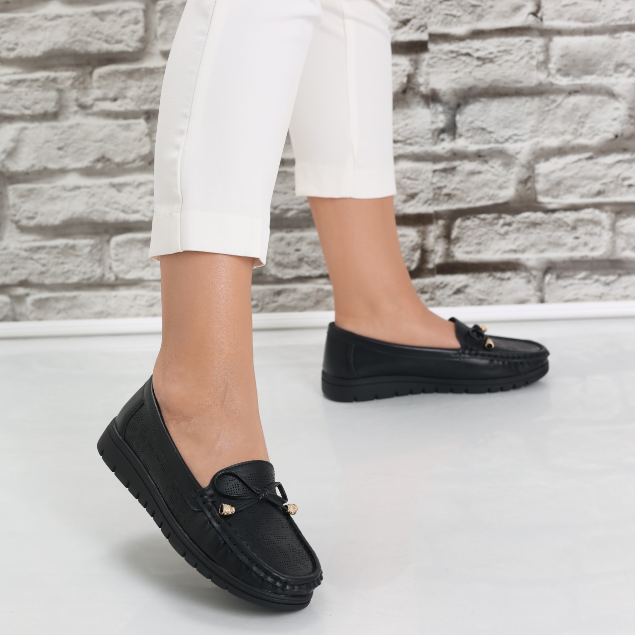 Pantofi dama casual Negri din Piele Ecologica Lujaina - poza 3