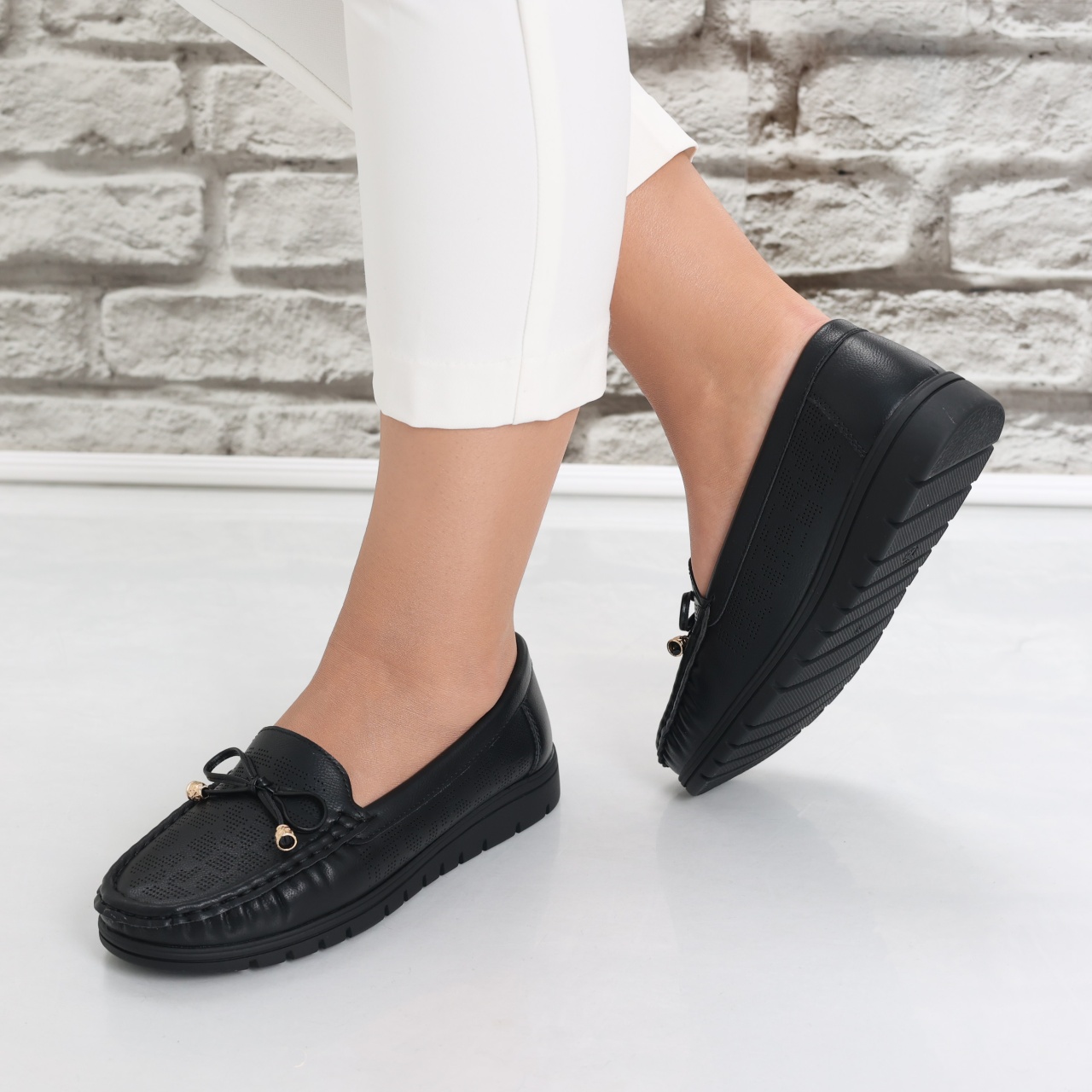 Pantofi dama casual Negri din Piele Ecologica Lujaina - poza 4