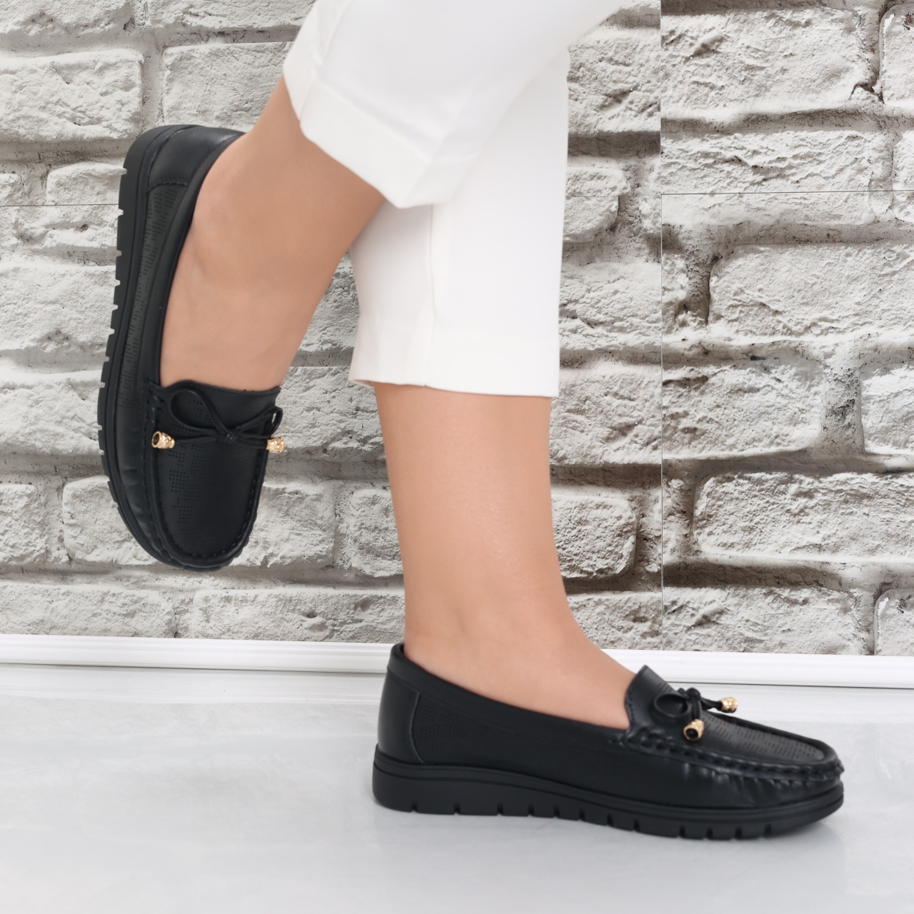 Pantofi dama casual Negri din Piele Ecologica Lujaina - poza 5