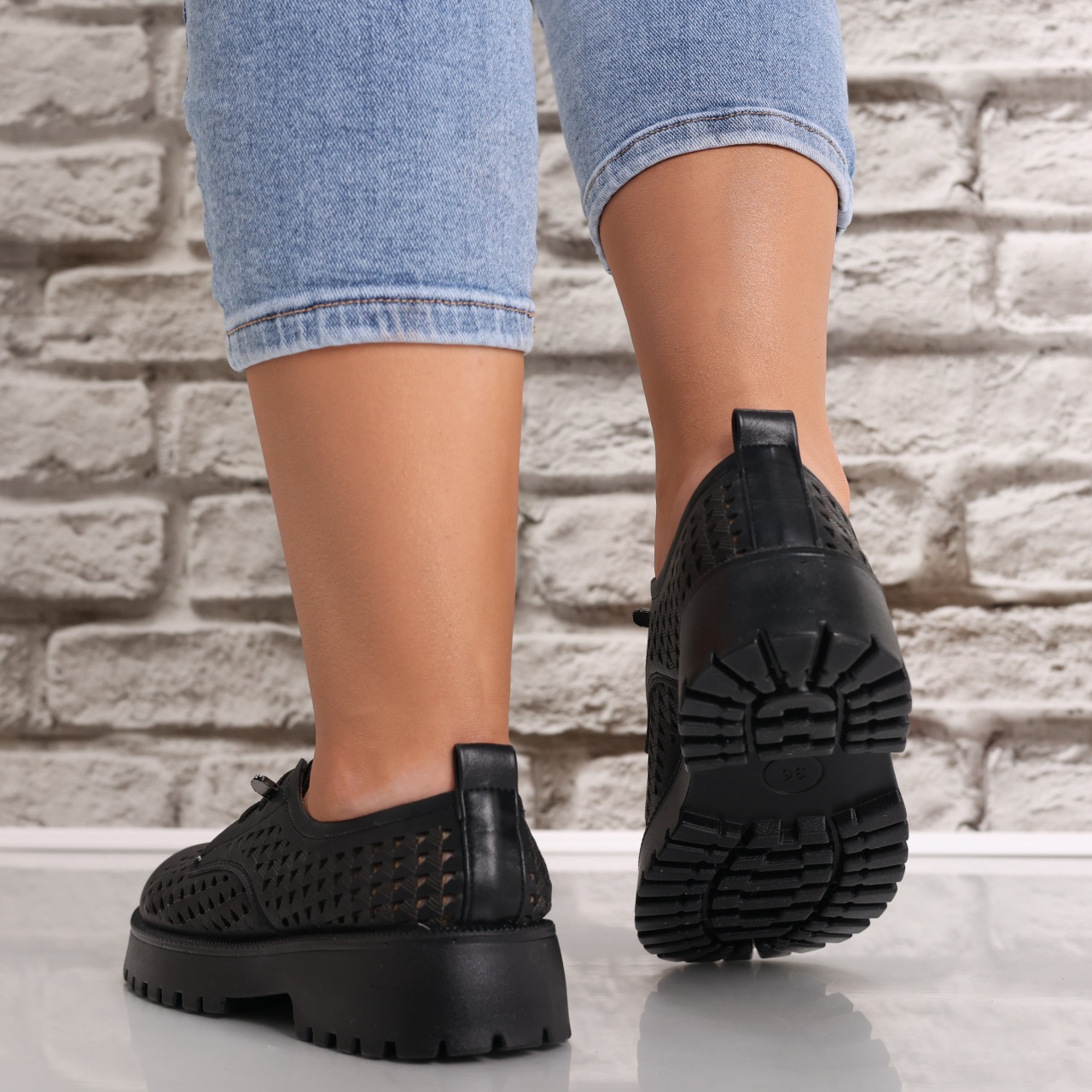 Pantofi dama casual Negri din Piele Ecologica Lusina - poza 4