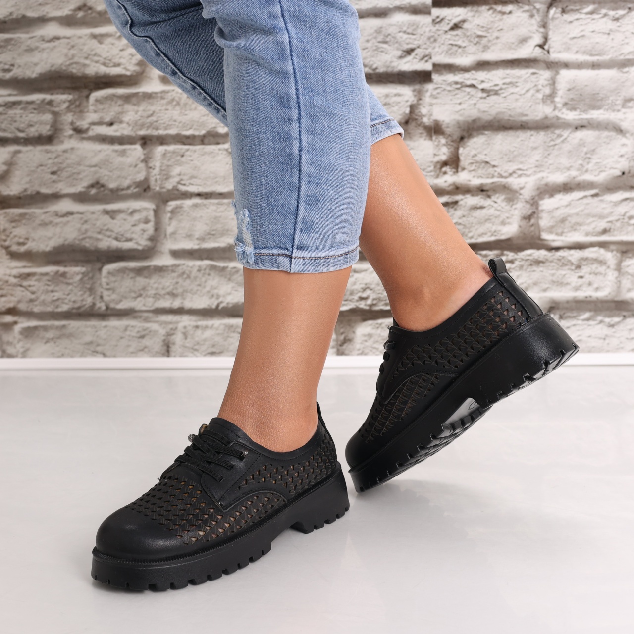 Pantofi dama casual Negri din Piele Ecologica Lusina - poza 5
