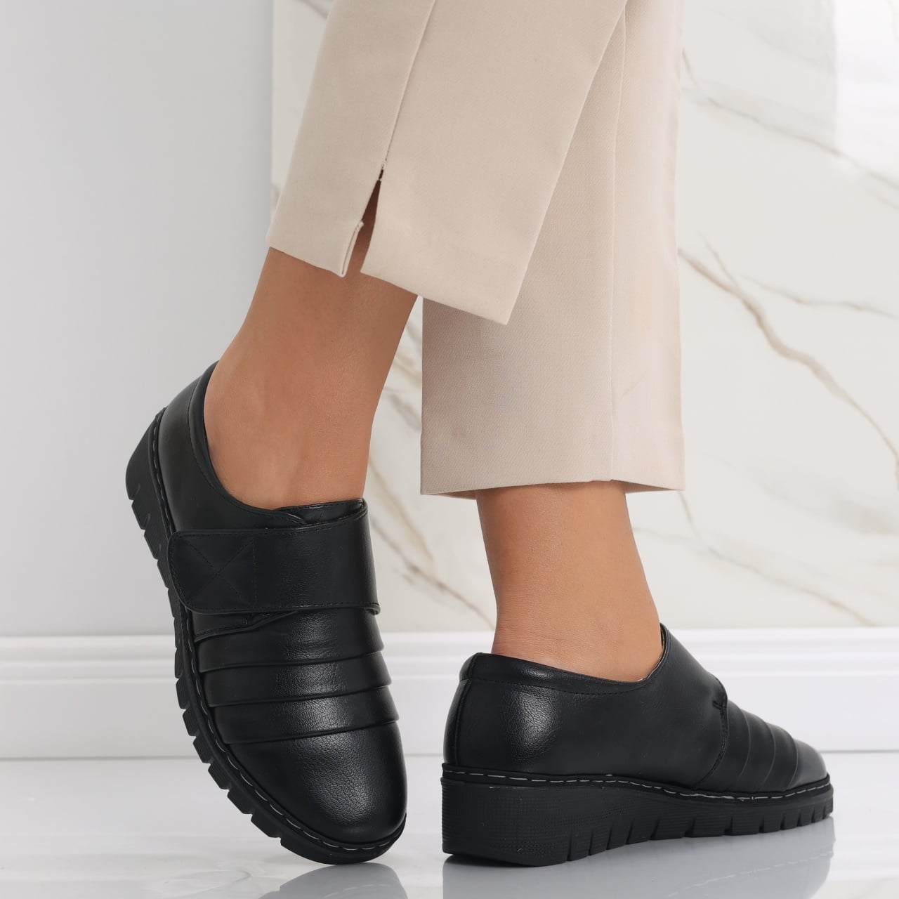 Pantofi dama casual Negri din Piele Ecologica Madiha - poza 2