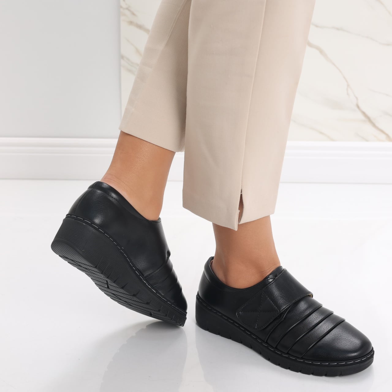 Pantofi dama casual Negri din Piele Ecologica Madiha - poza 4