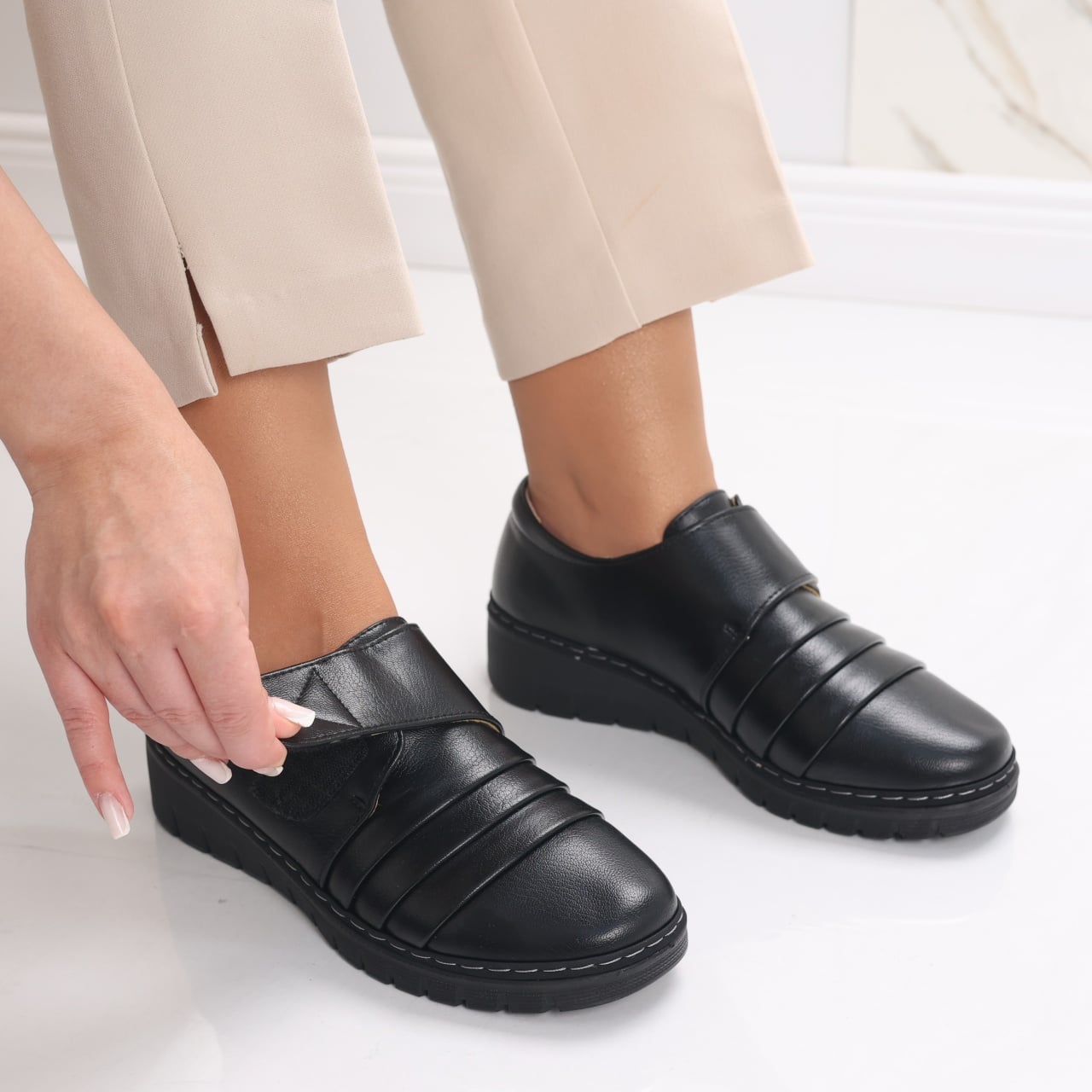 Pantofi dama casual Negri din Piele Ecologica Madiha - poza 5