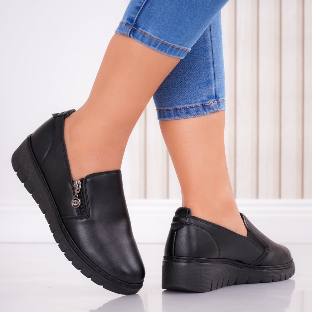 Pantofi dama casual Negri din Piele Ecologica Melona - poza 1