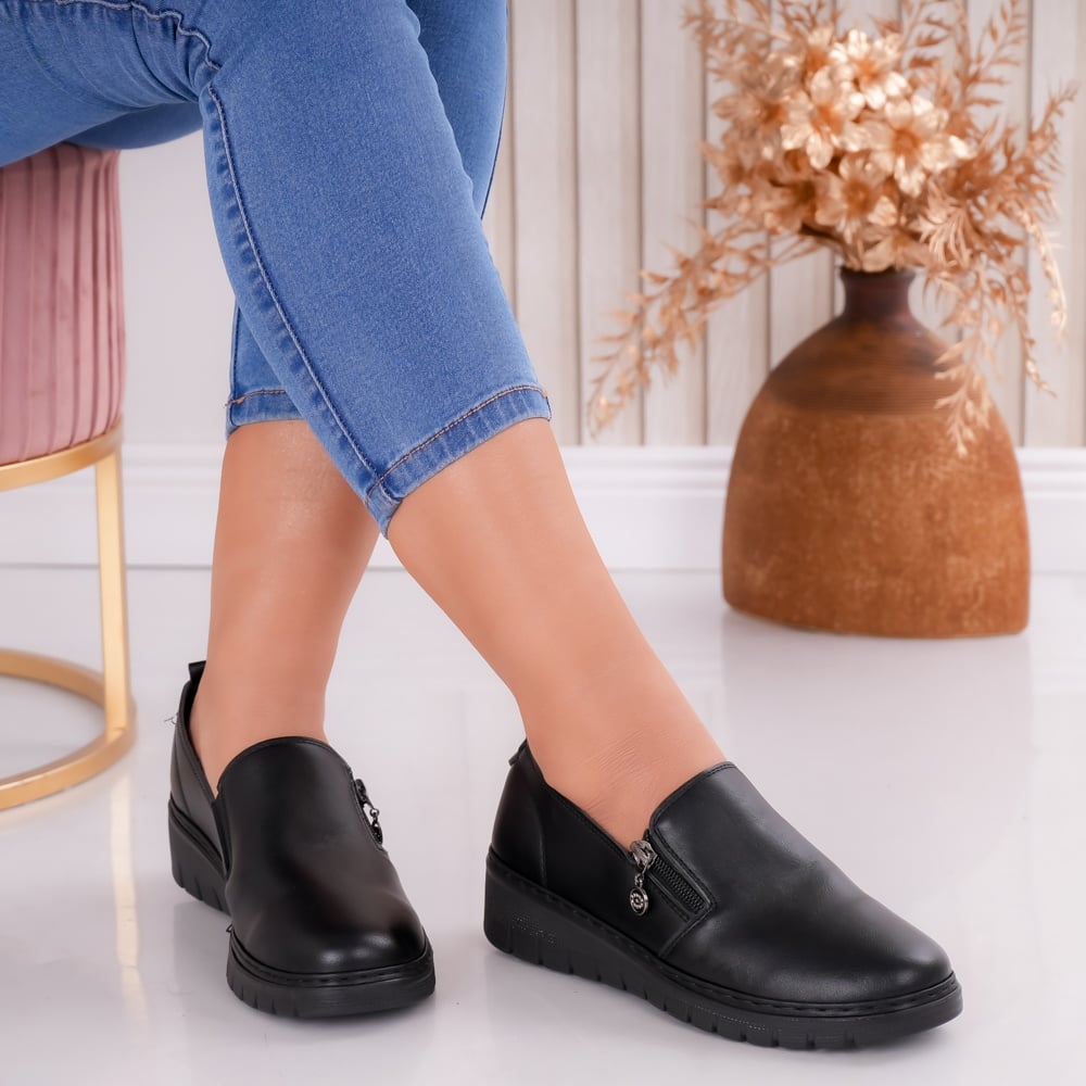 Pantofi dama casual Negri din Piele Ecologica Melona - poza 2