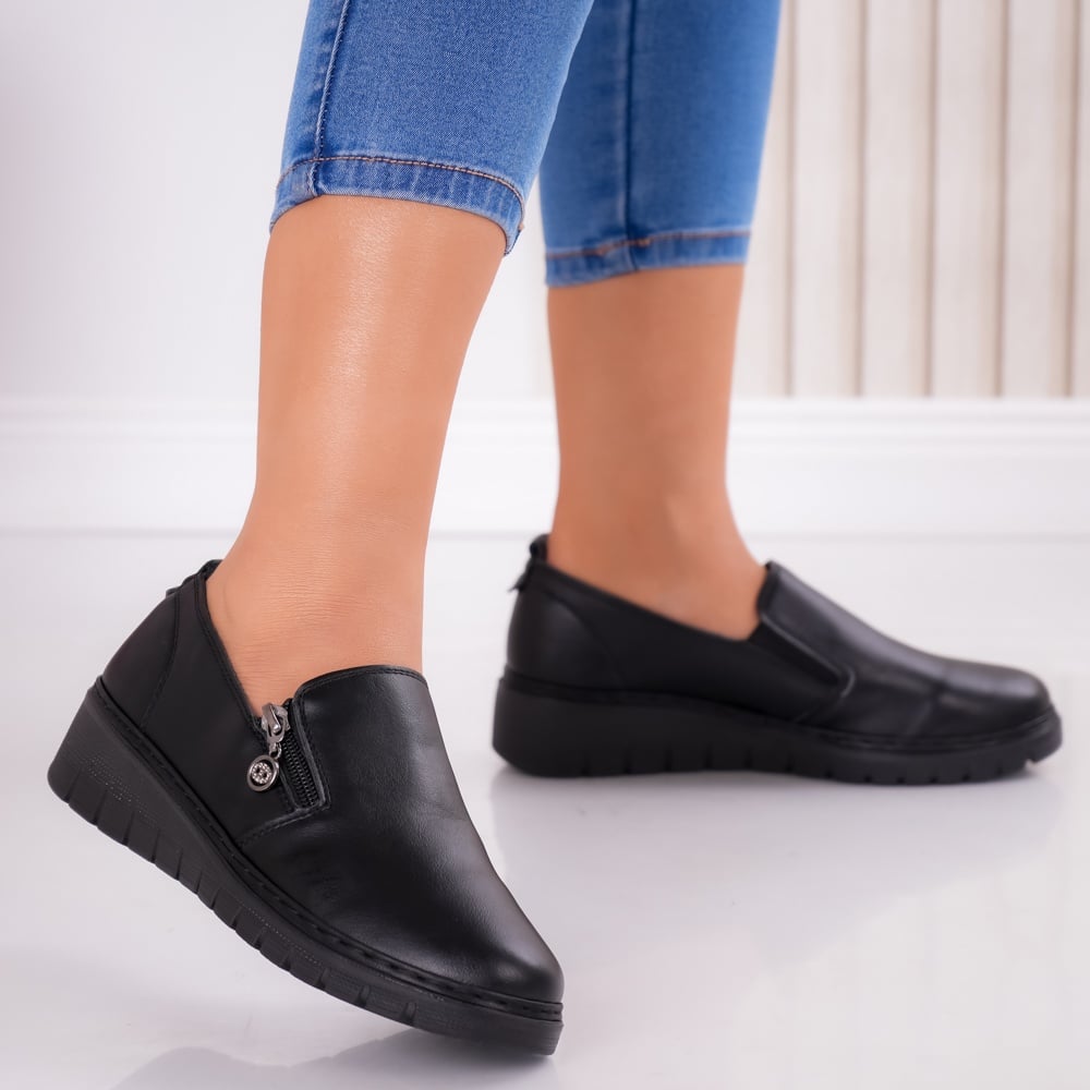 Pantofi dama casual Negri din Piele Ecologica Melona - poza 3