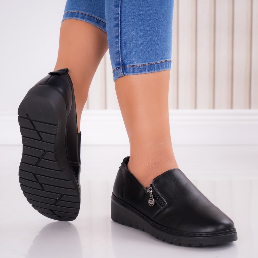 Pantofi dama casual Negri din Piele Ecologica Melona - poza 4