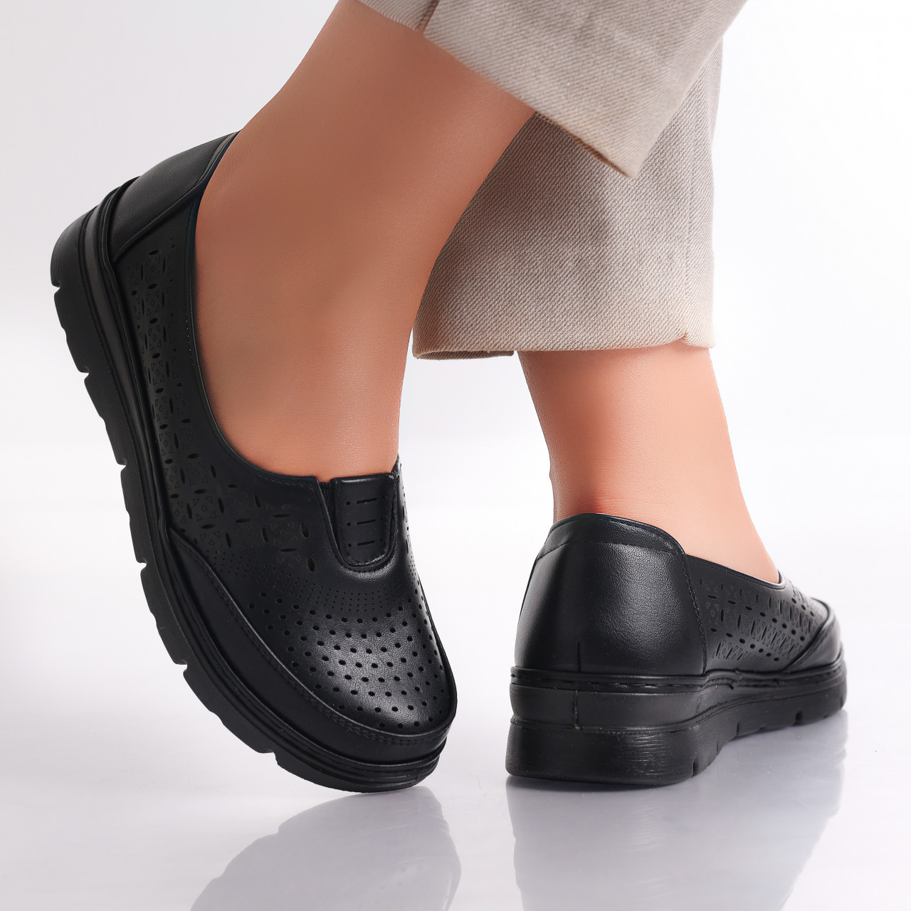 Pantofi dama casual Negri din Piele Ecologica Mildra - poza 3