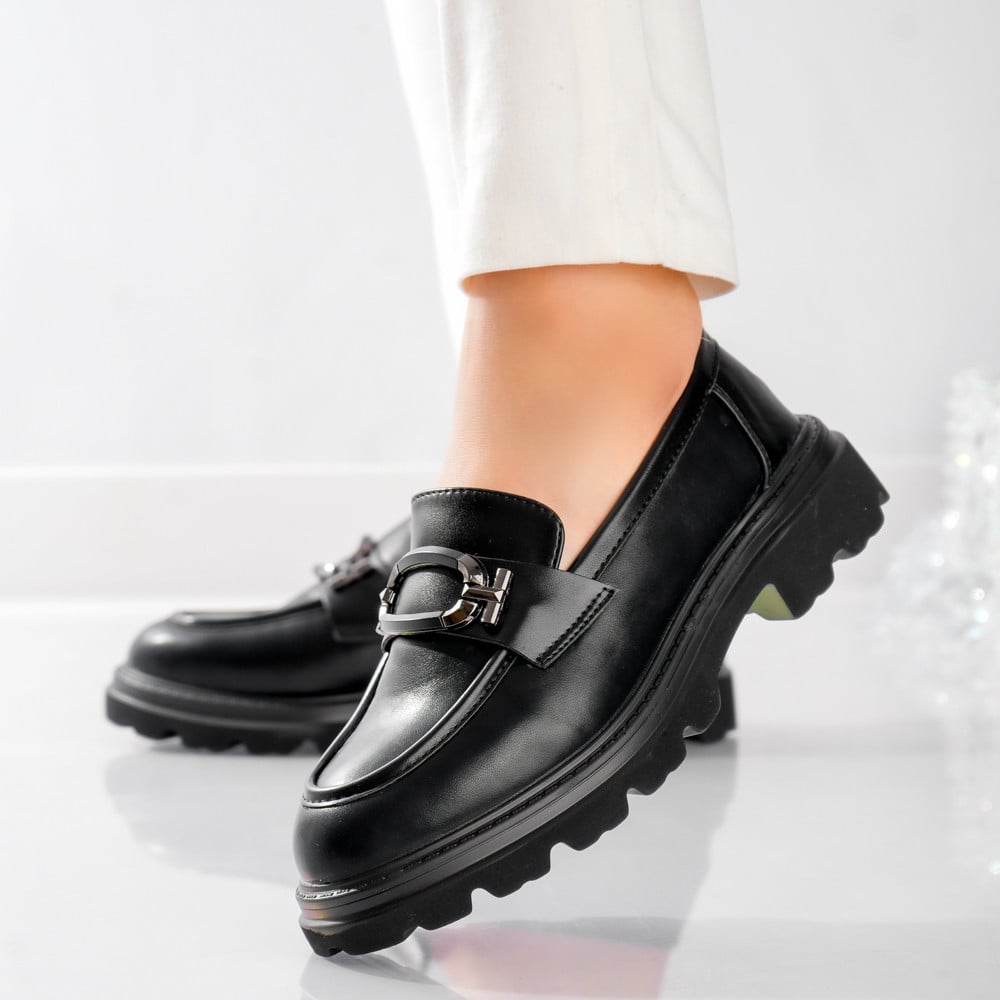Pantofi dama casual Negri din Piele Ecologica Mirica - poza 1