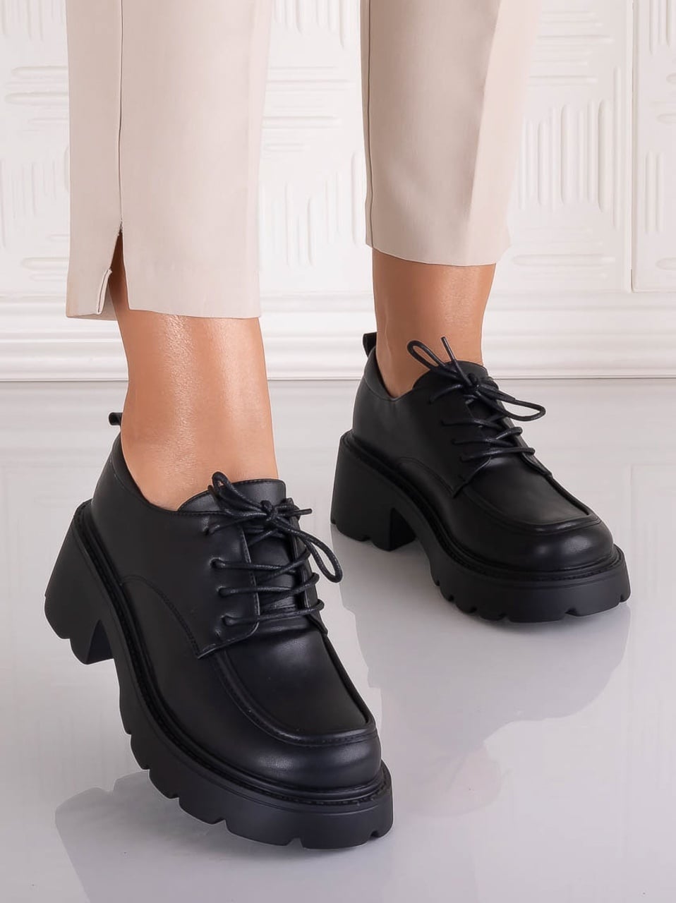 Pantofi dama casual Negri din Piele Ecologica Misayna - poza 1