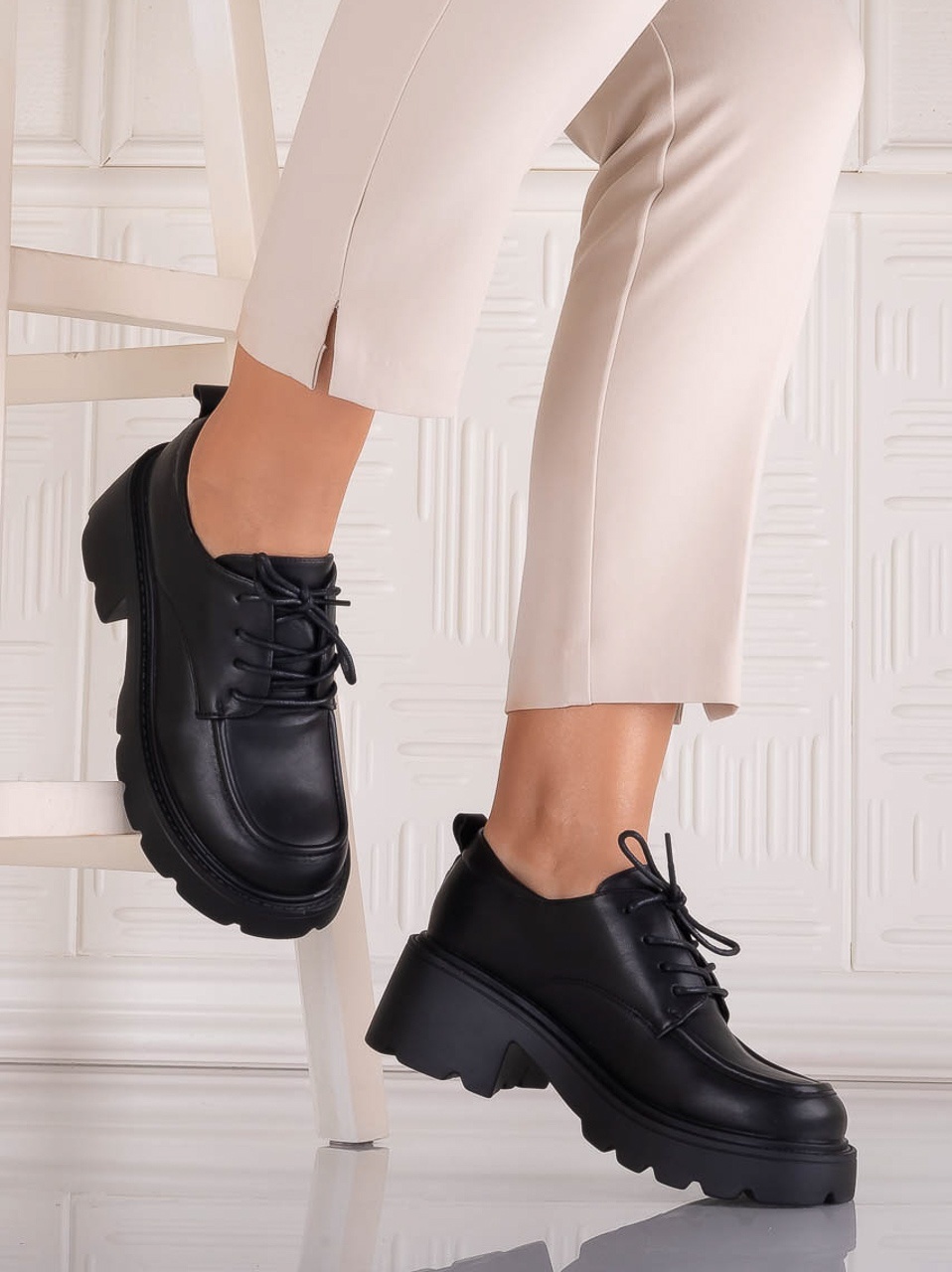 Pantofi dama casual Negri din Piele Ecologica Misayna - poza 2