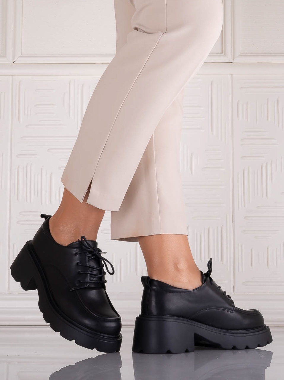 Pantofi dama casual Negri din Piele Ecologica Misayna - poza 3