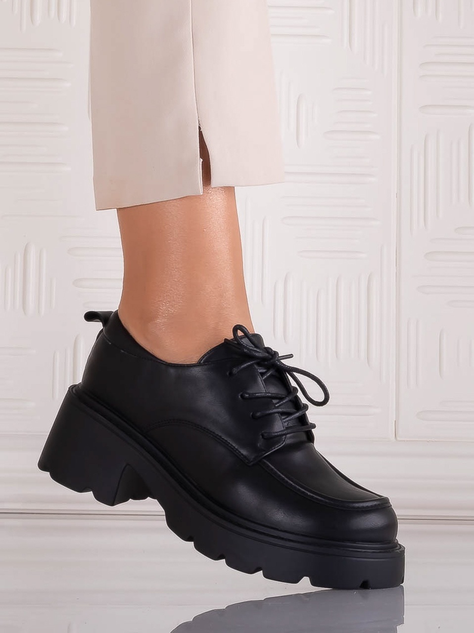 Pantofi dama casual Negri din Piele Ecologica Misayna - poza 4