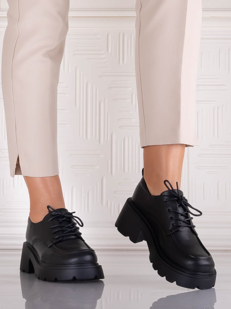 Pantofi dama casual Negri din Piele Ecologica Misayna - poza 5