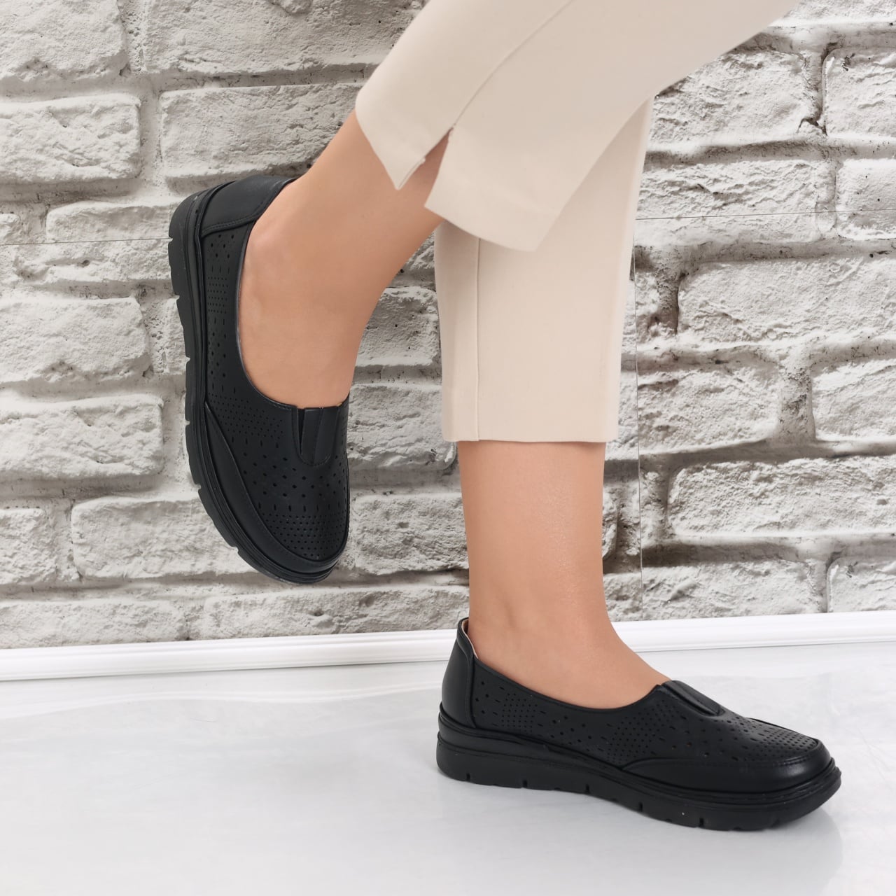 Pantofi dama casual Negri din Piele Ecologica Molica - poza 5