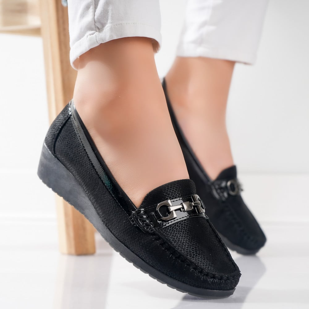 Pantofi dama casual Negri din Piele Ecologica Mosin - poza 1