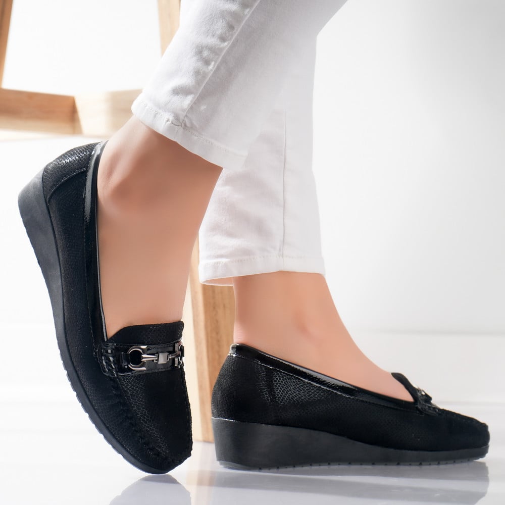 Pantofi dama casual Negri din Piele Ecologica Mosin - poza 2