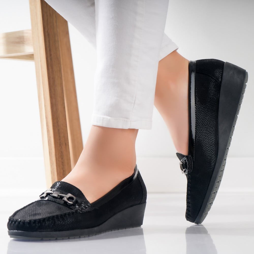 Pantofi dama casual Negri din Piele Ecologica Mosin - poza 3