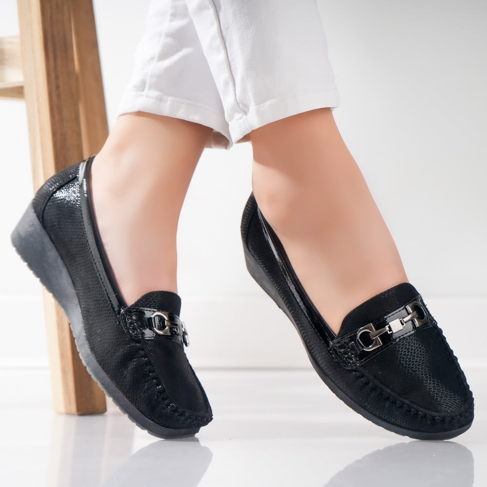 Pantofi dama casual Negri din Piele Ecologica Mosin - poza 4