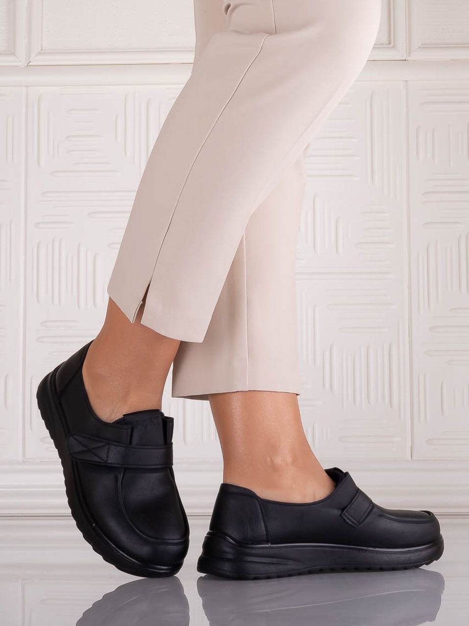 Pantofi dama Casual Negri din Piele Ecologica Nedira - poza 4