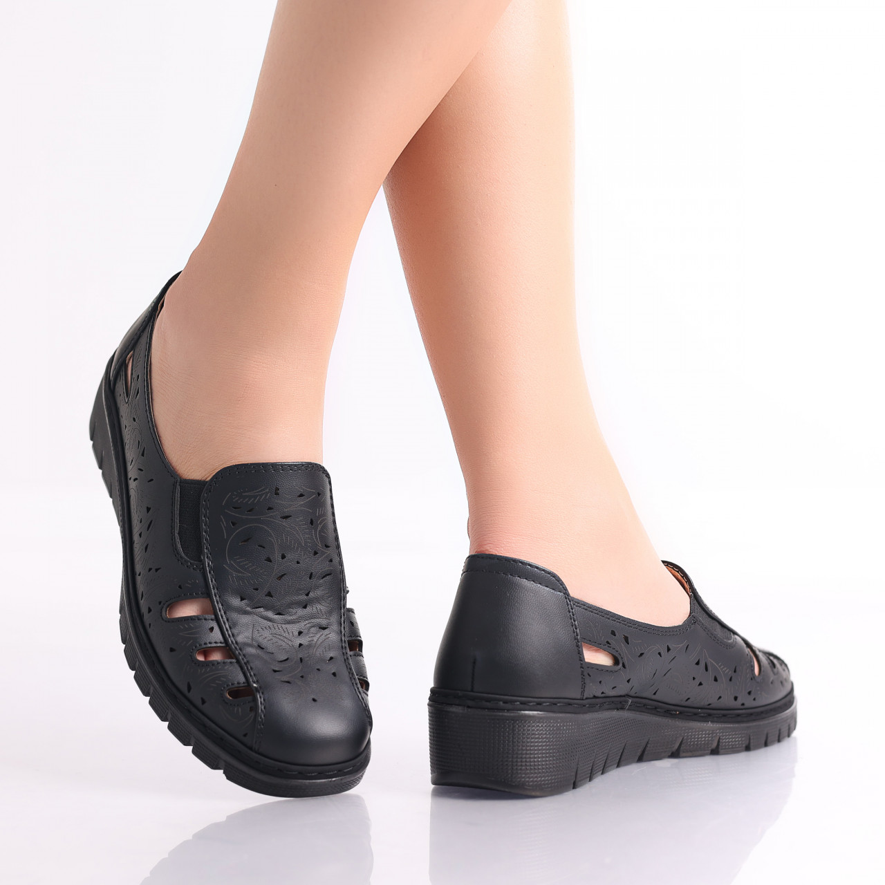 Pantofi dama casual Negri din Piele Ecologica Nelea - poza 3