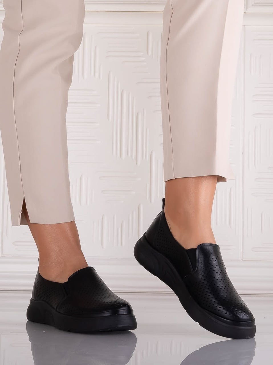 Pantofi dama Casual Negri din Piele Ecologica Nilasa - poza 5