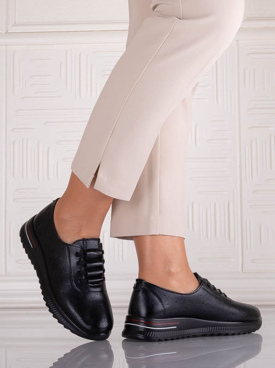 Pantofi dama Casual Negri din Piele Ecologica Noida - poza 2