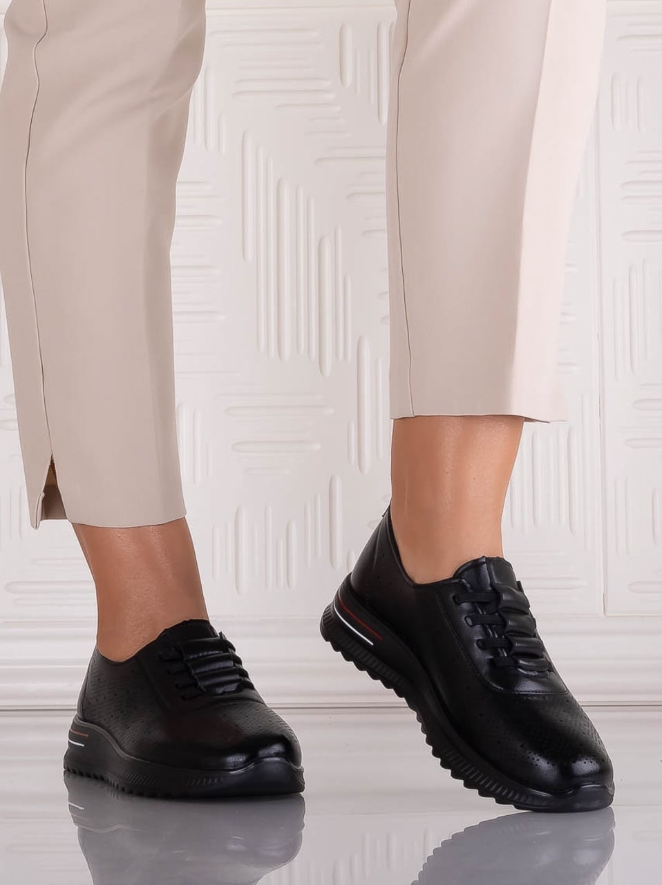 Pantofi dama Casual Negri din Piele Ecologica Noida - poza 3