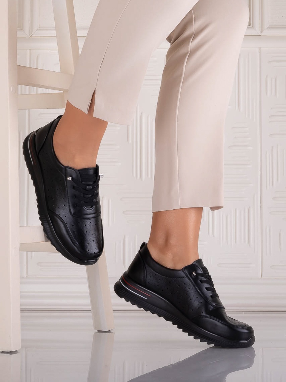 Pantofi dama Casual Negri din Piele Ecologica Nolya - poza 2