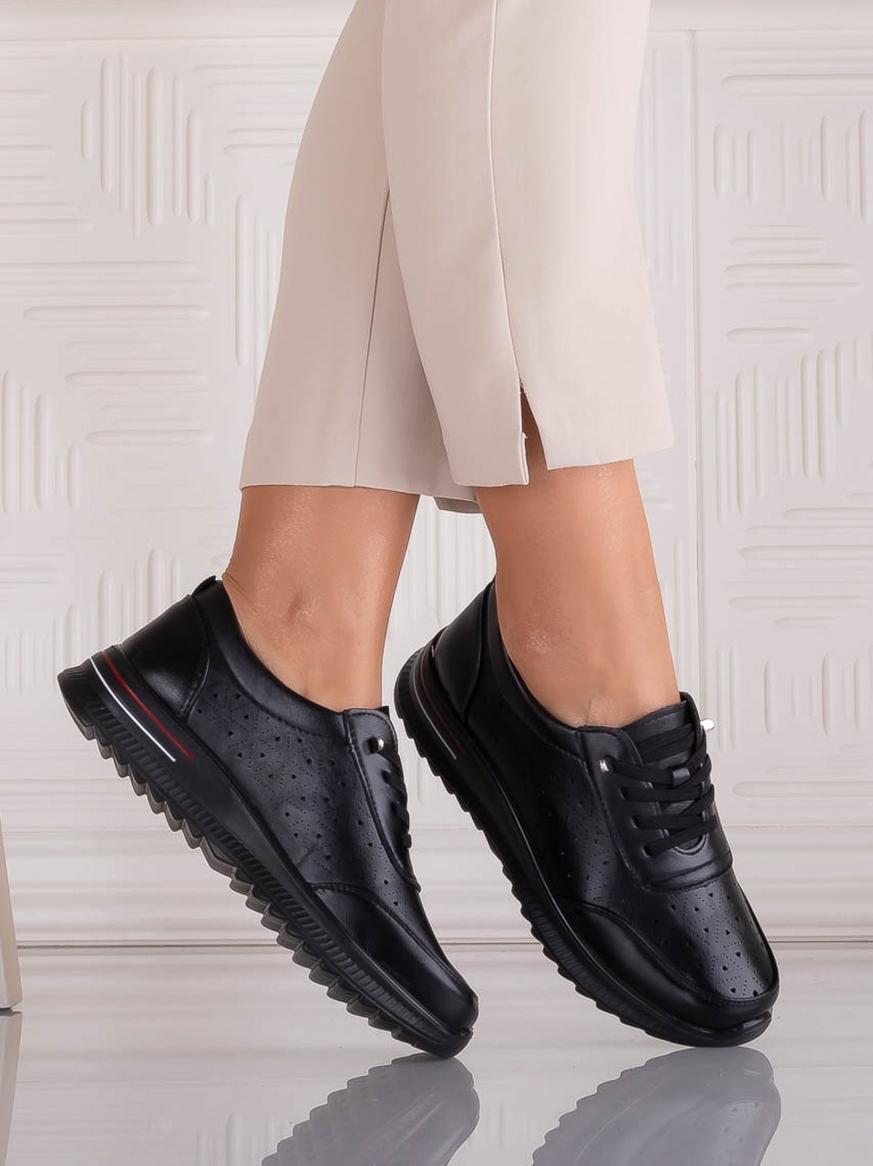 Pantofi dama Casual Negri din Piele Ecologica Nolya - poza 4