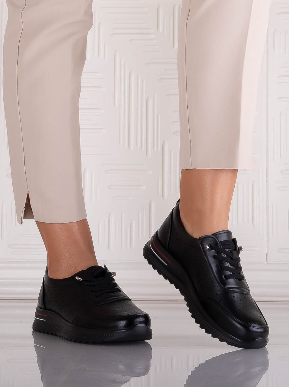 Pantofi dama Casual Negri din Piele Ecologica Nolya - poza 5