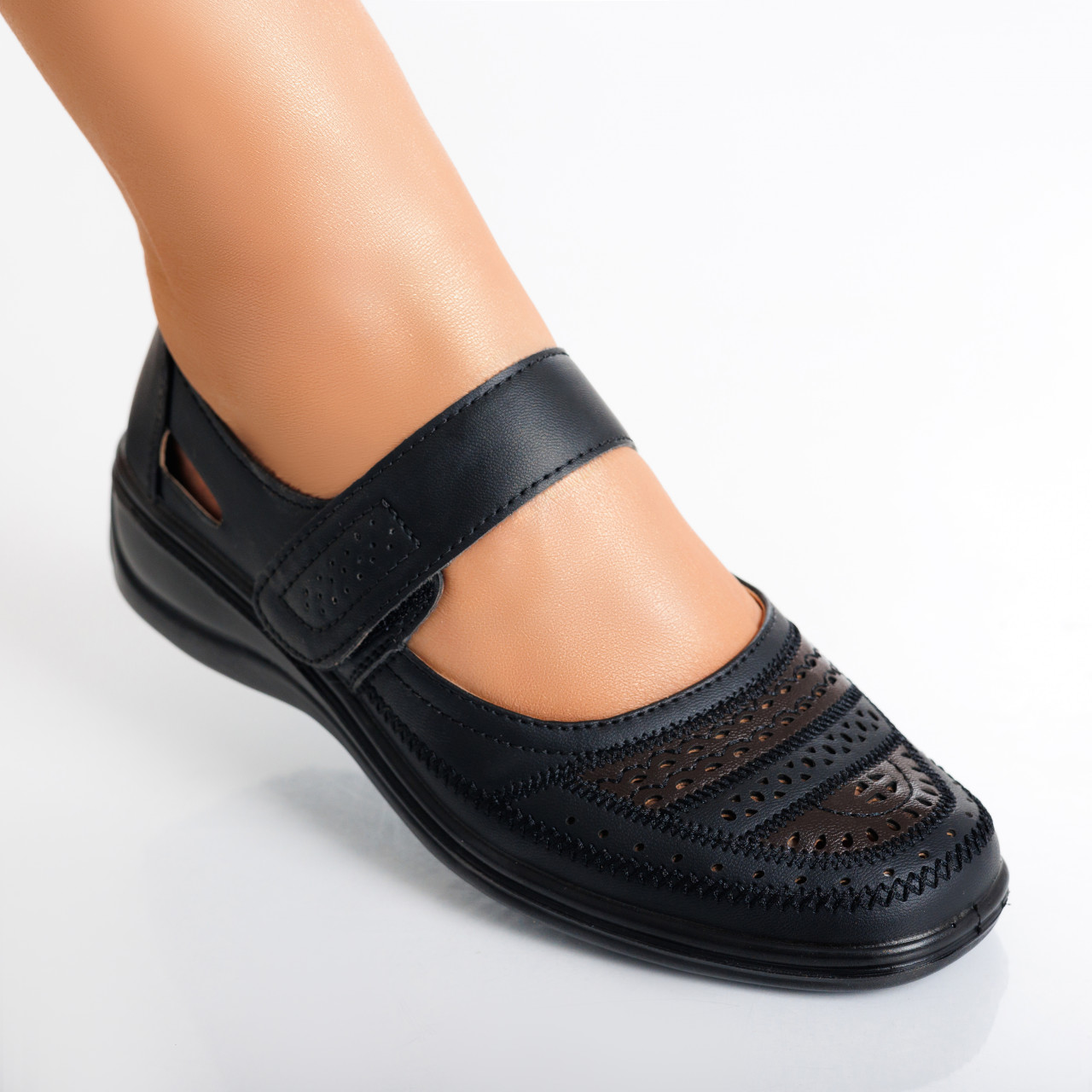 Pantofi dama casual Negri din Piele Ecologica Oema - poza 3