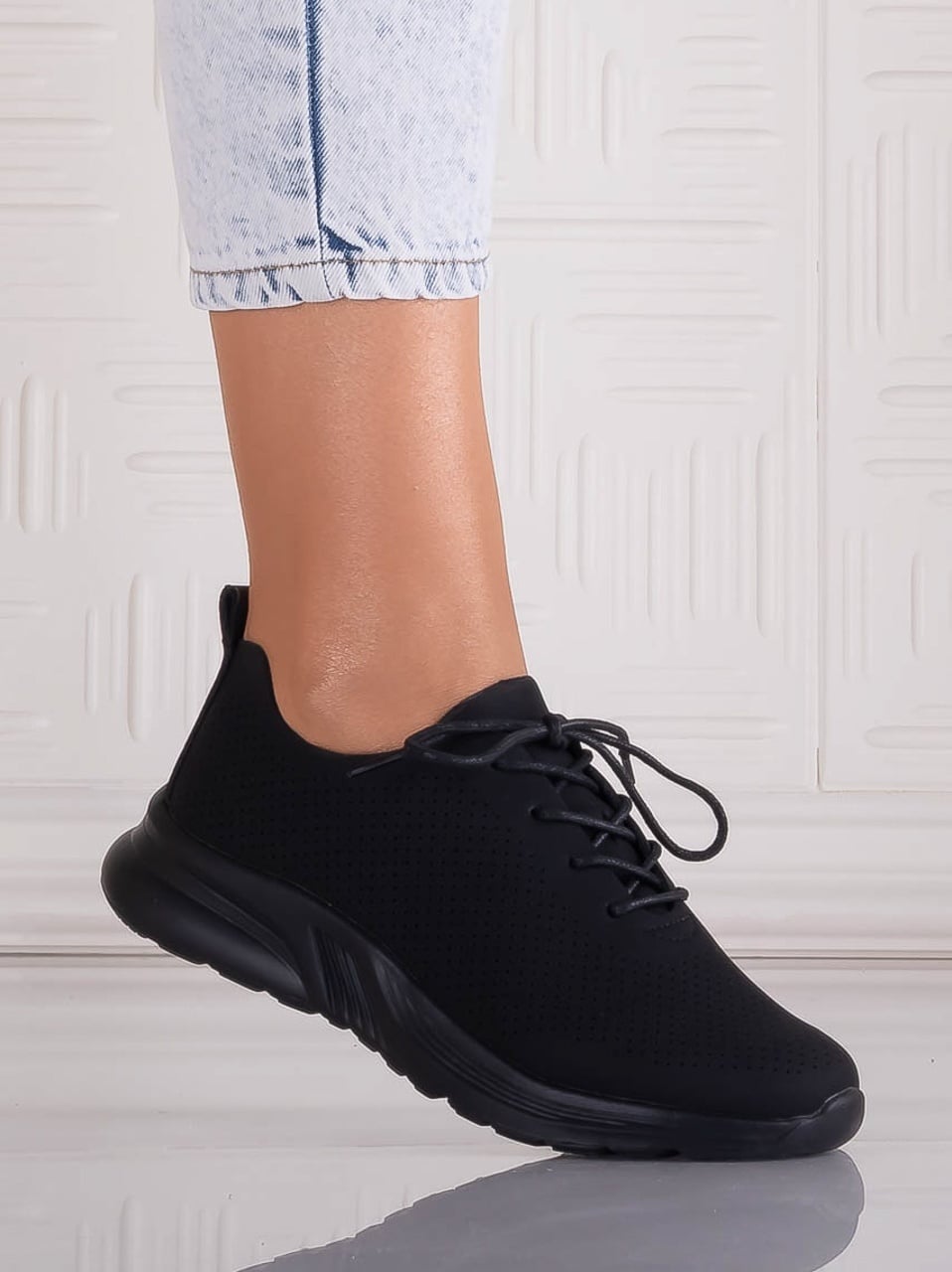 Pantofi dama Casual Negri din Piele Ecologica Rafira