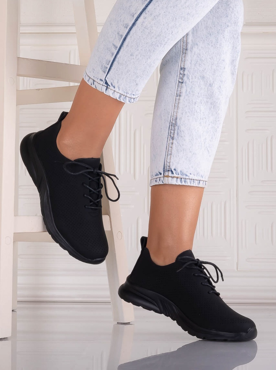 Pantofi dama Casual Negri din Piele Ecologica Rafira - poza 2