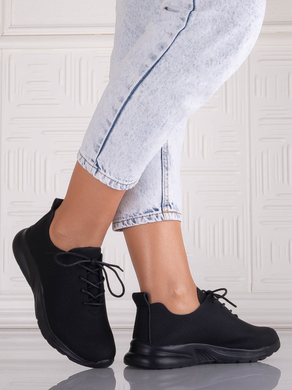 Pantofi dama Casual Negri din Piele Ecologica Rafira - poza 3