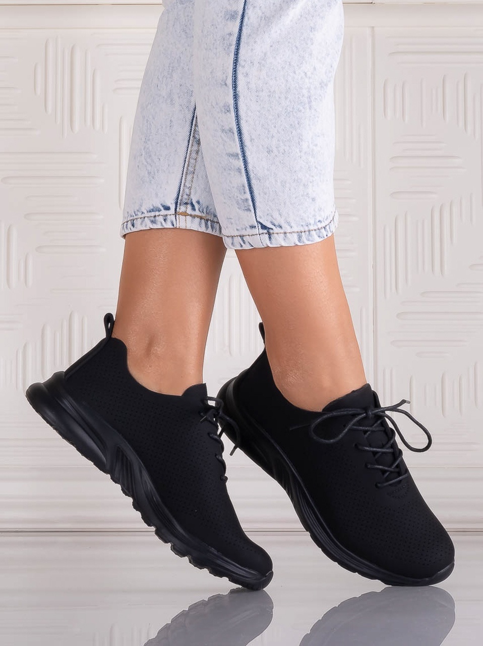 Pantofi dama Casual Negri din Piele Ecologica Rafira - poza 4