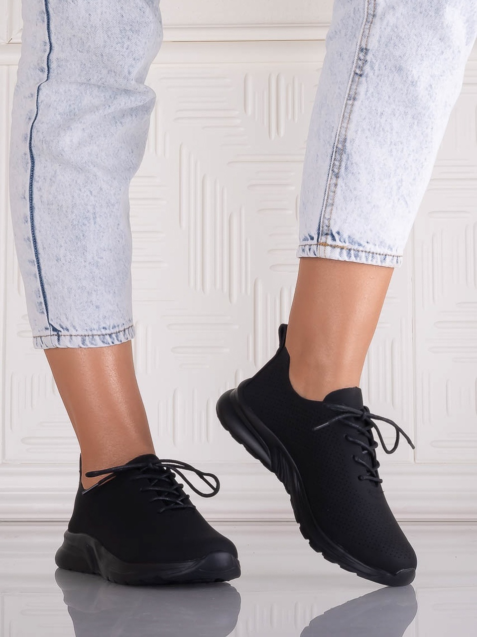 Pantofi dama Casual Negri din Piele Ecologica Rafira - poza 5