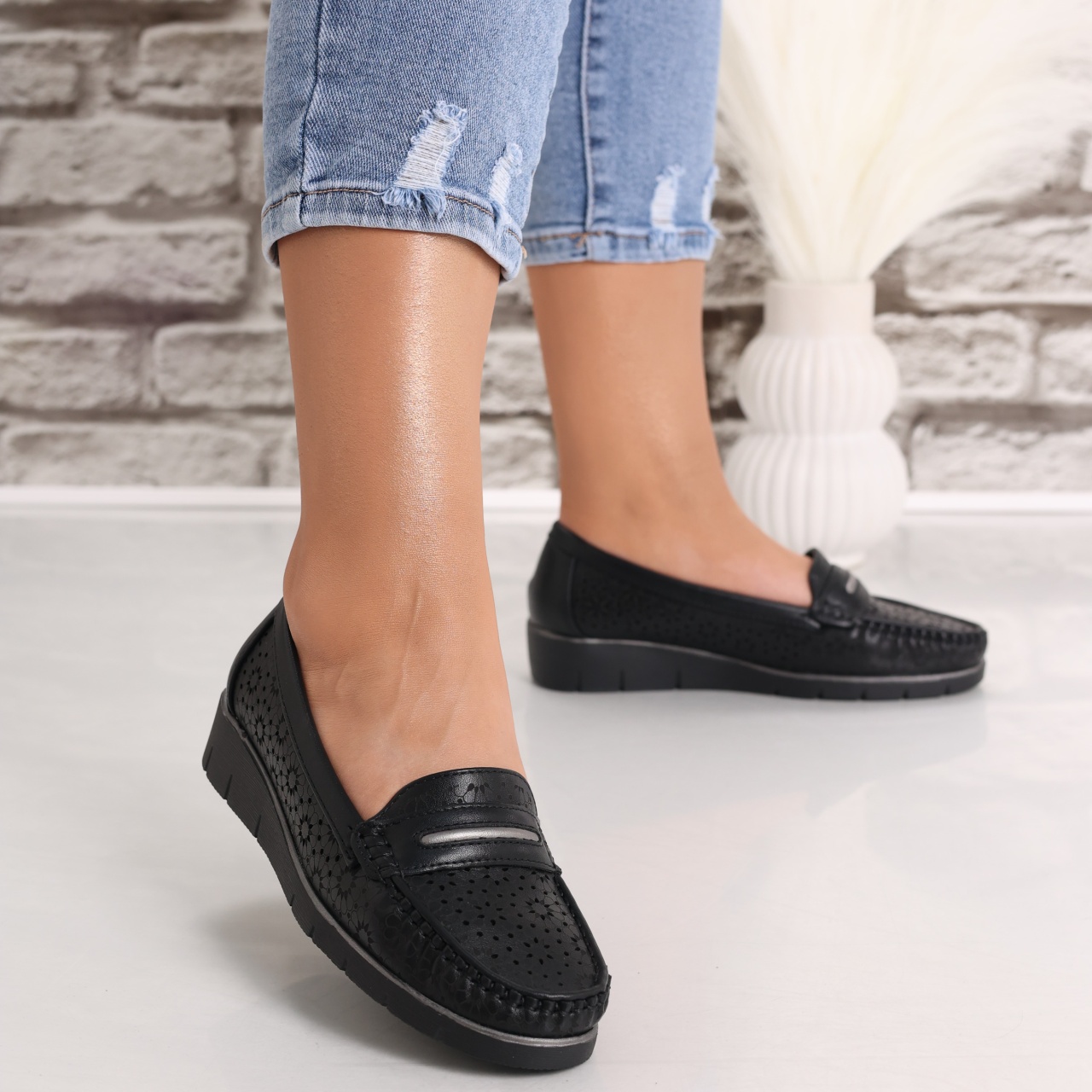 Pantofi dama casual Negri din Piele Ecologica Rahil - poza 3