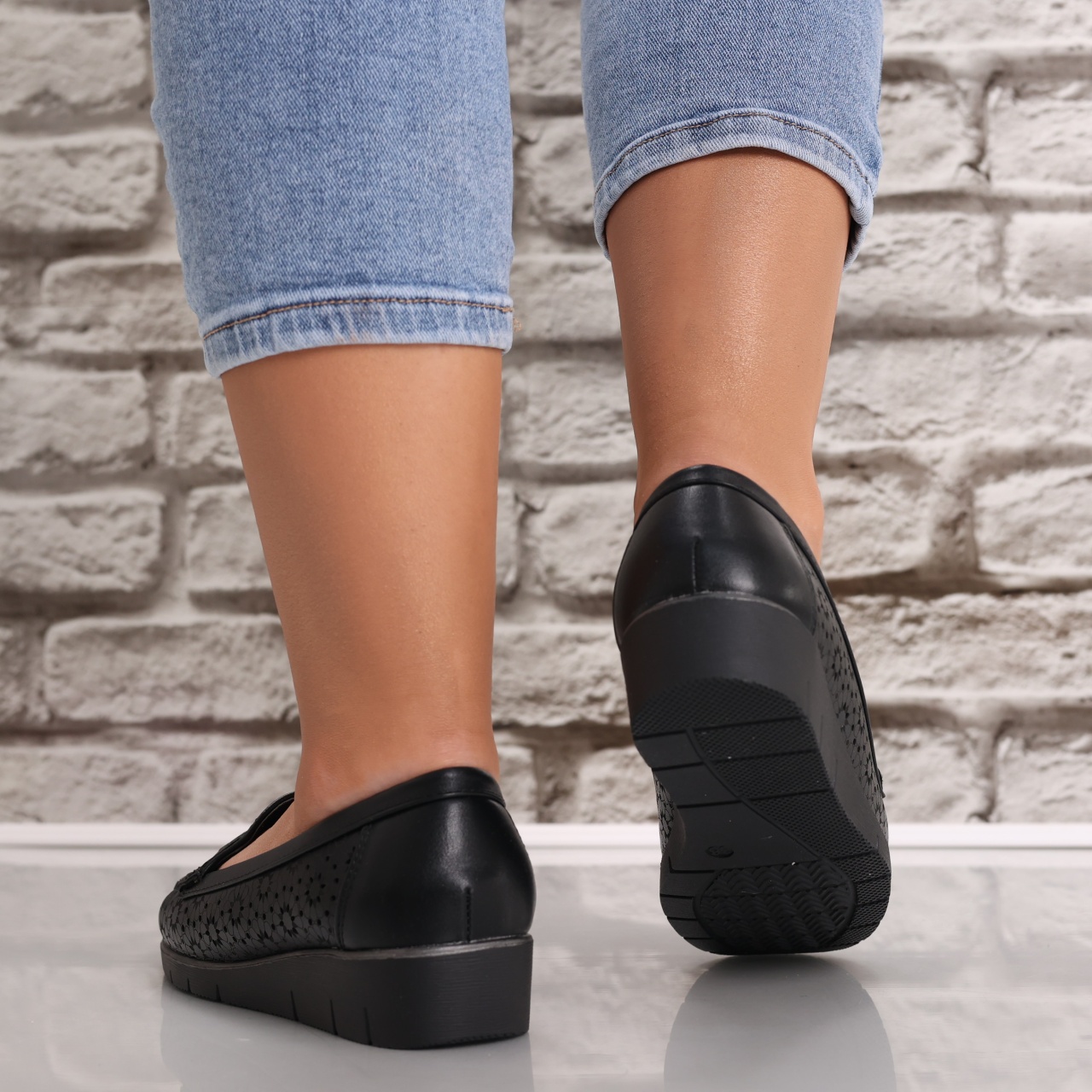 Pantofi dama casual Negri din Piele Ecologica Rahil - poza 5
