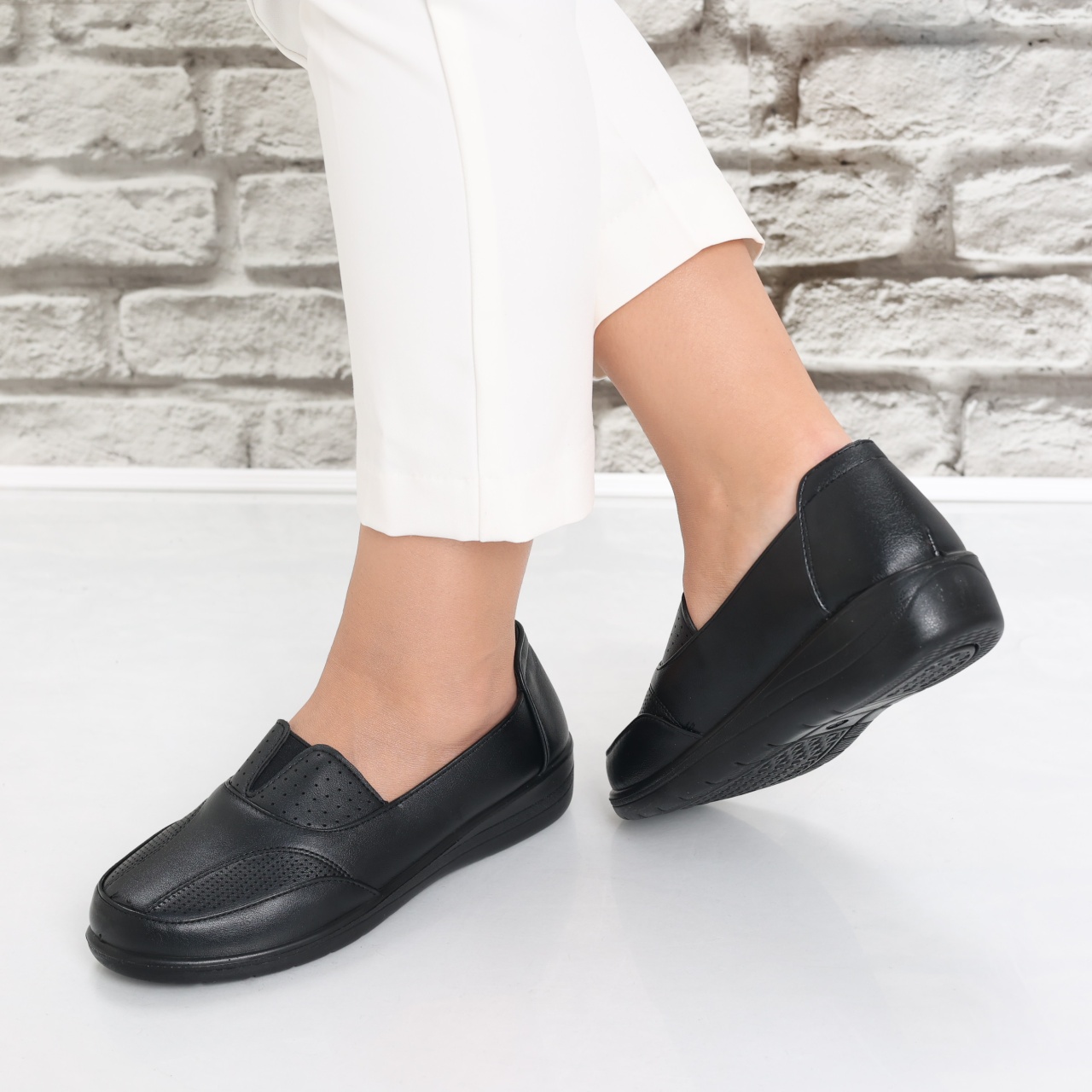 Pantofi dama casual Negri din Piele Ecologica Risan - poza 5