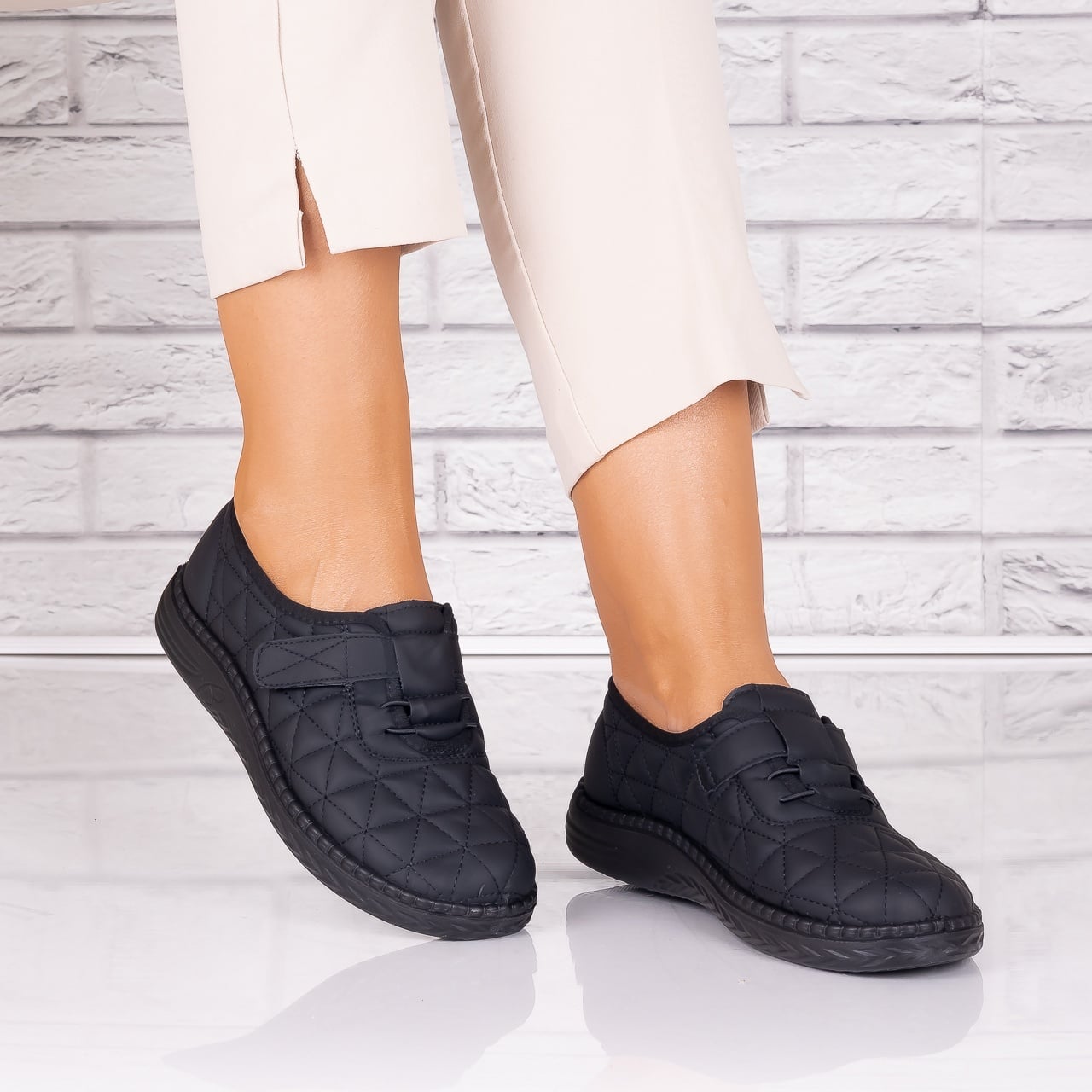 Pantofi dama casual Negri din Piele Ecologica Saraya