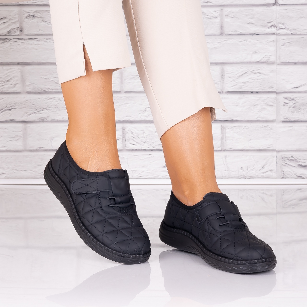 Pantofi dama casual Negri din Piele Ecologica Saraya - poza 1