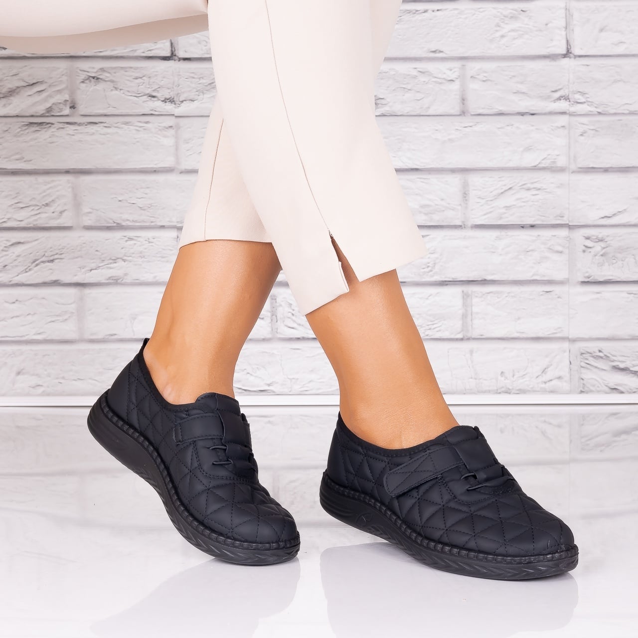 Pantofi dama casual Negri din Piele Ecologica Saraya - poza 3