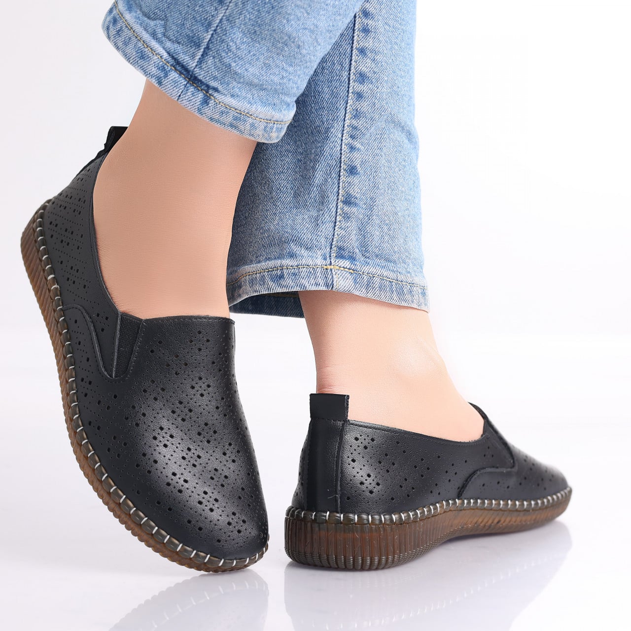 Pantofi dama casual Negri din Piele Ecologica Sovani - poza 4